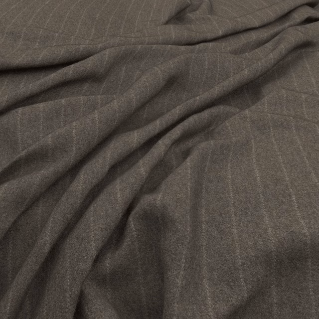 Charcoal taupe marl fabric with fine linear texture draped in soft folds