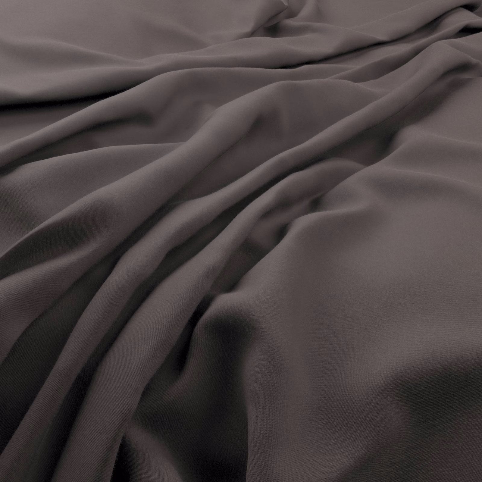Deep battleship-grey cloth gathered into soft, fluid folds with a muted sheen