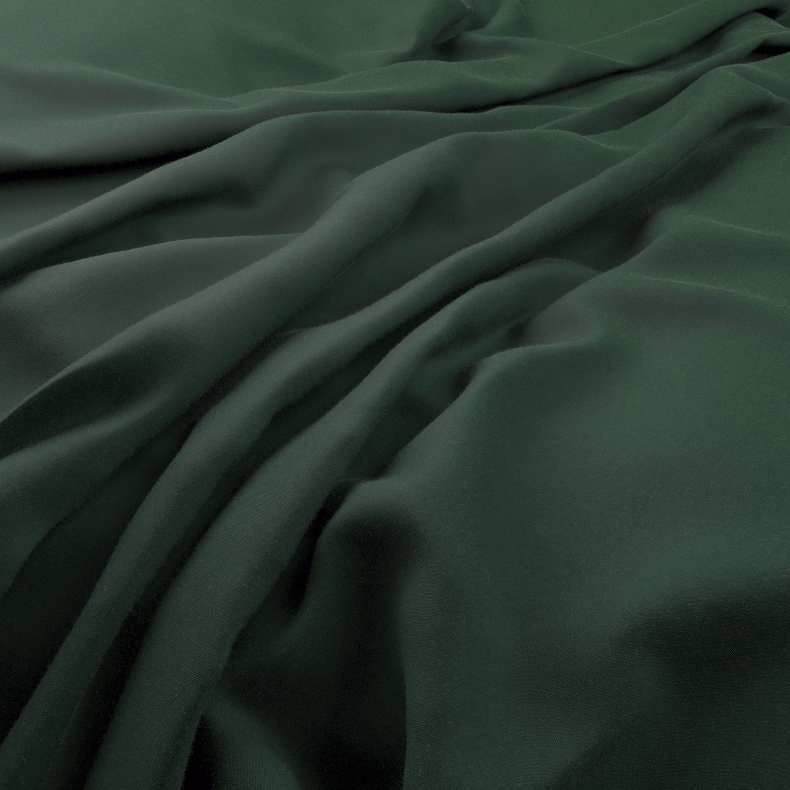 Deep evergreen cloth with smooth fluid folds and a subtle soft sheen