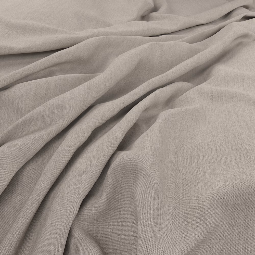 Light taupe-grey plain-weave cloth gathered into soft, fluid folds