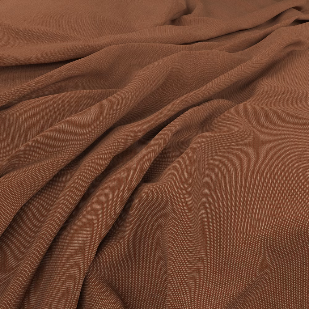 Close-up of warm lava-brown fine weave draped in soft, fluid folds