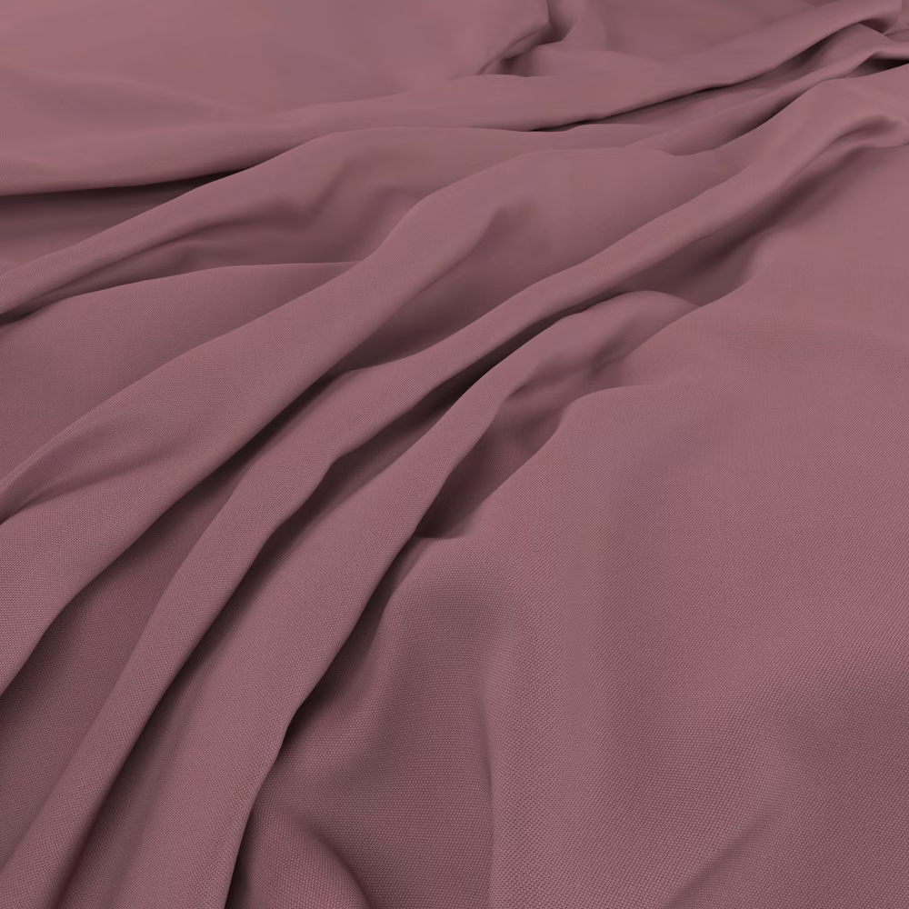 Dusty mauve plum fabric in fine weave, softly gathered into fluid ripples