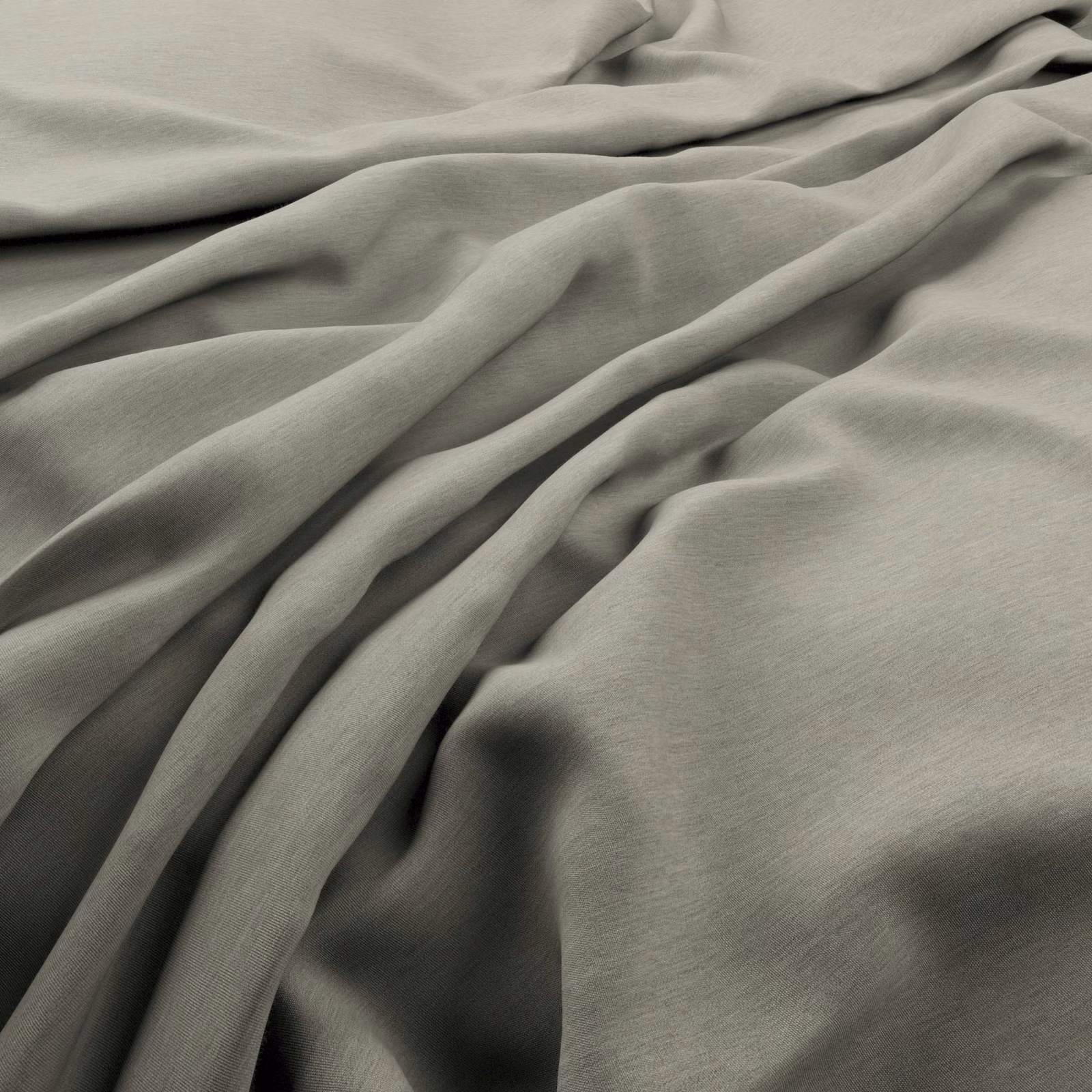Draped Rockpool grey-green fabric showing fine woven texture and soft flowing folds