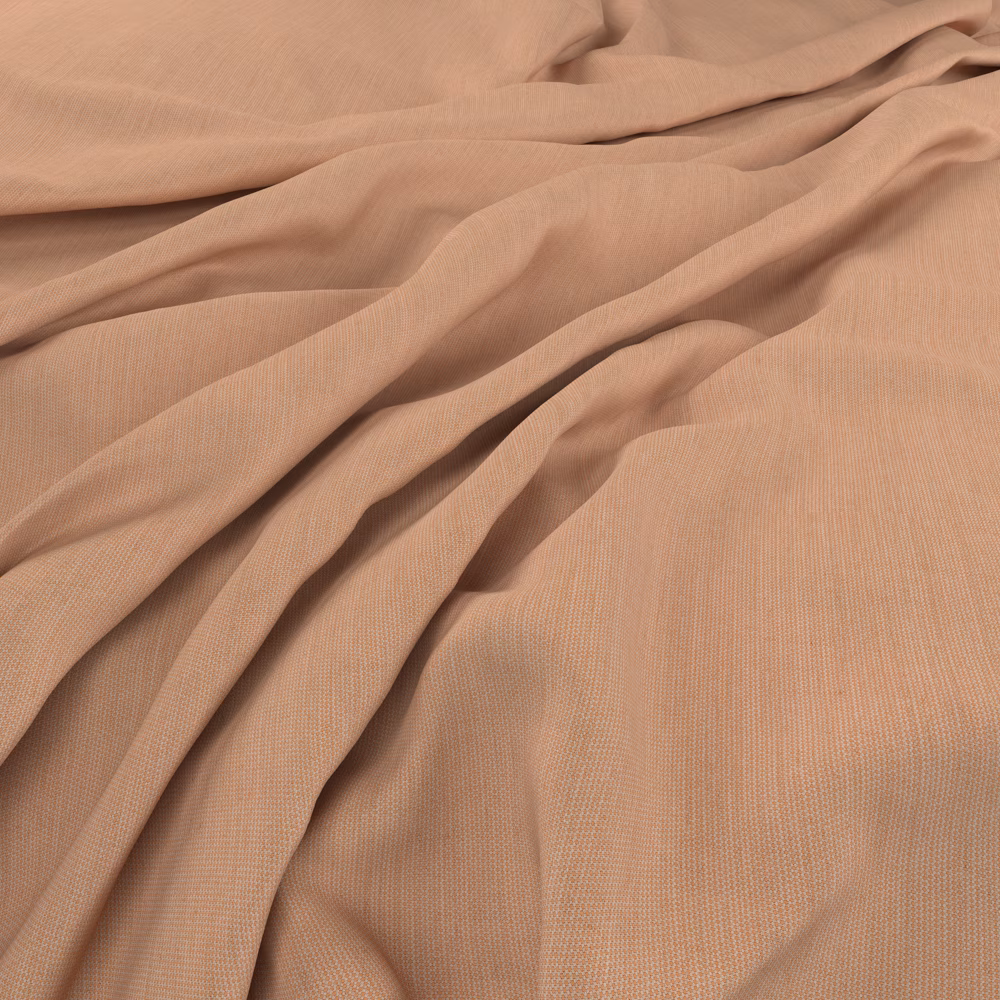 Draped fine plain-weave fabric in a warm muted salmon-peach shade