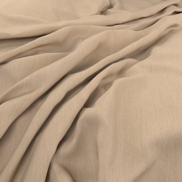 Pale greige-taupe woven Solaire fabric draped to show its fluid surface