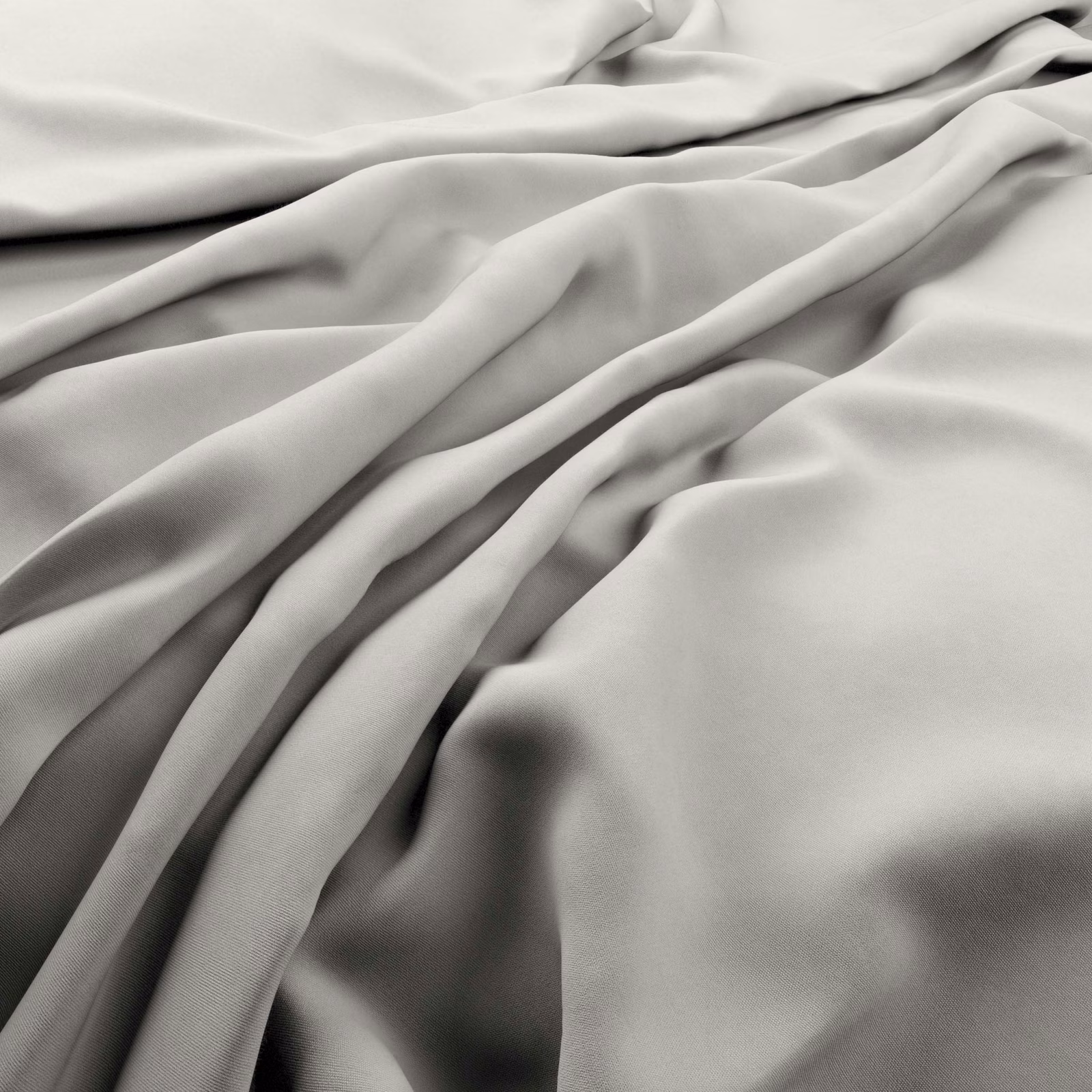 Pale shell-ivory smooth fabric gathered into softly lustrous flowing folds