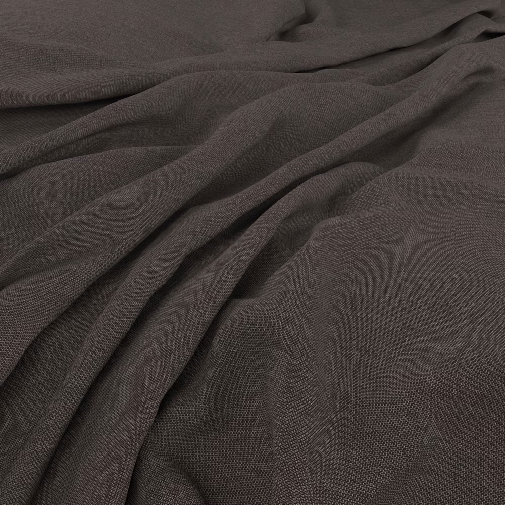 Deep stone grey plain-weave fabric draped in soft folds with subtle brown undertones