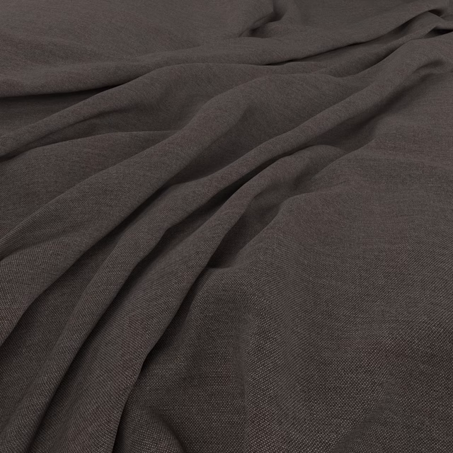 Deep stone grey plain-weave fabric draped in soft folds with subtle brown undertones
