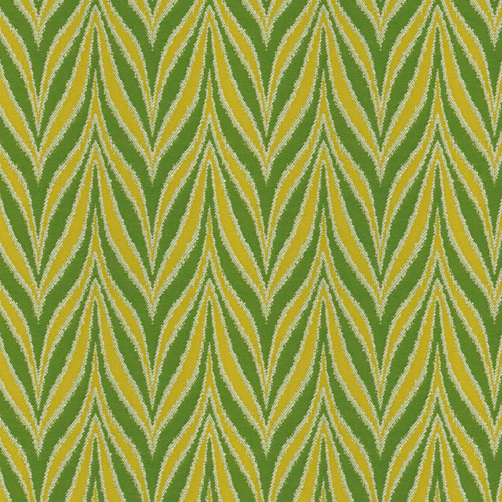 Citron yellow and leafy green chevron weave with a crisp textured surface