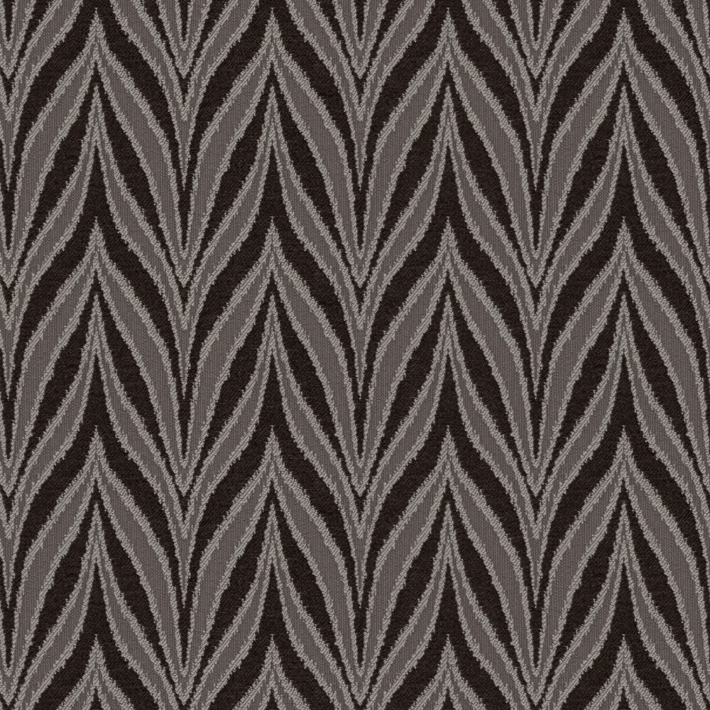 Charcoal-black Solero fabric with repeating grey pointed leaf motifs and a textured weave
