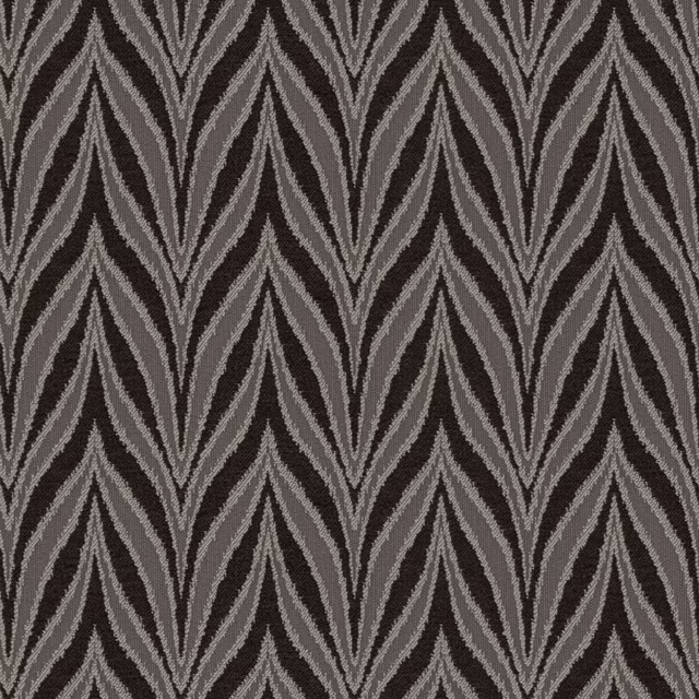 Charcoal-black Solero fabric with repeating grey pointed leaf motifs and a textured weave