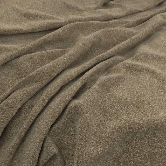 Muted mushroom taupe fabric with a softly brushed surface folding into deep fluid shadows