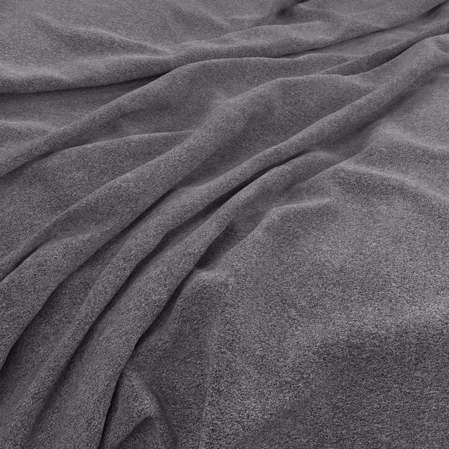 Charcoal-grey Solna fabric with a softly brushed surface falling into broad folds