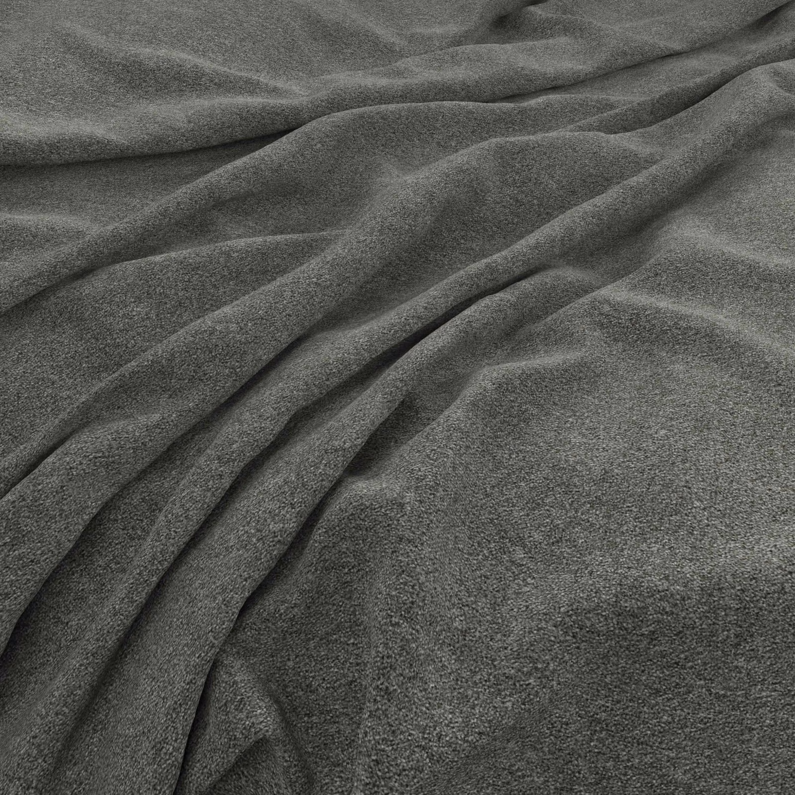 Close-up of muted lichen green fabric with a soft brushed surface and deep folds
