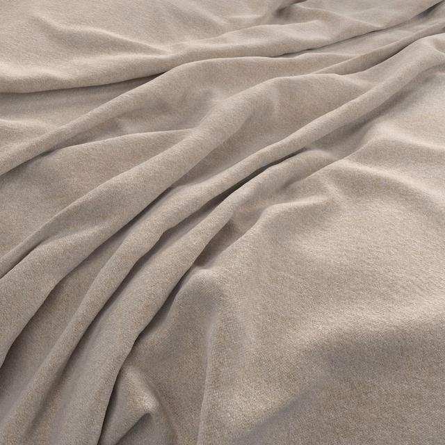 Pale taupe-grey plain fabric with a fine soft texture draped into flowing folds