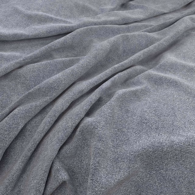 Cool mid-grey softly napped fabric shown in deep, fluid folds
