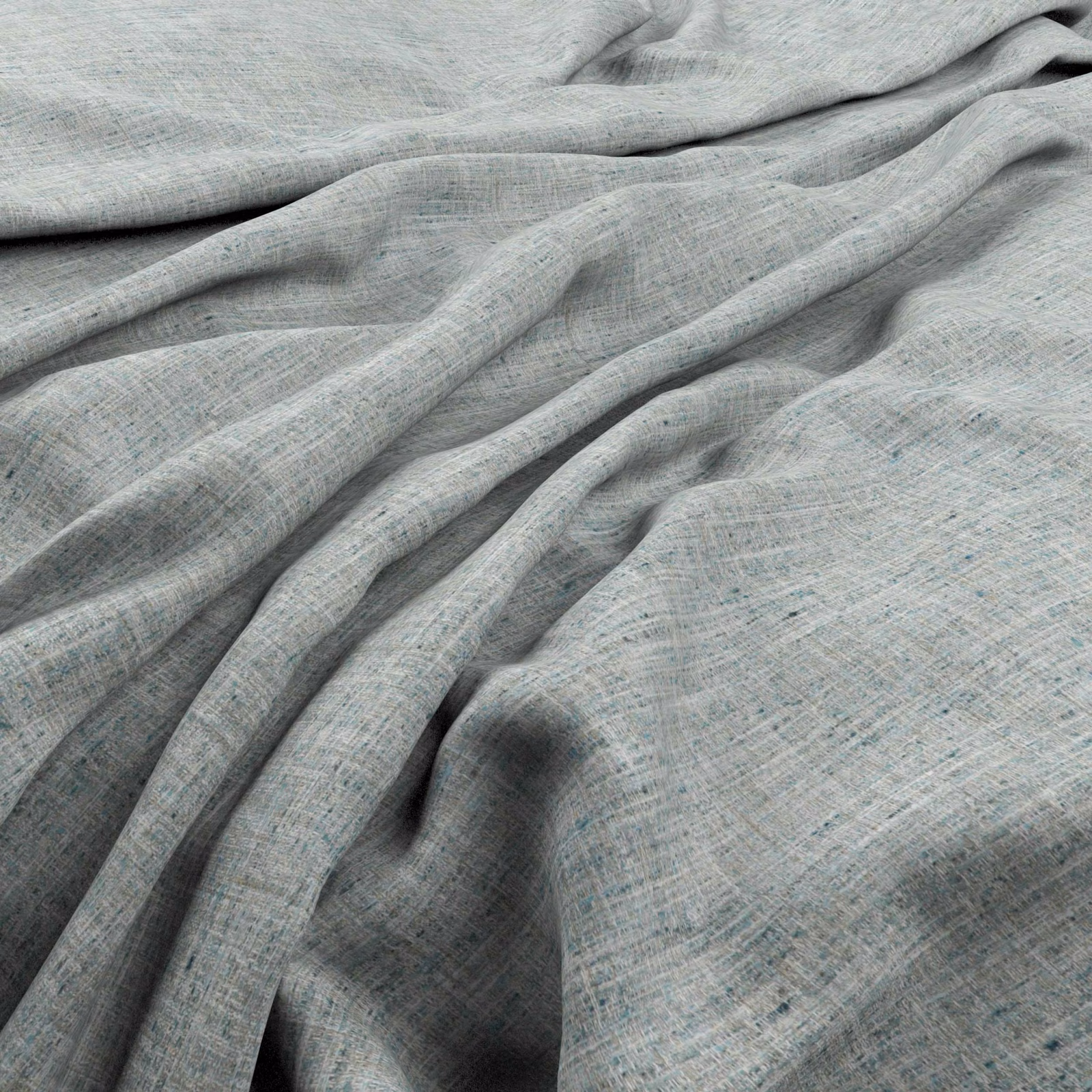 Pale blue-grey Sonas textile with fine crosshatched weave draped in soft folds