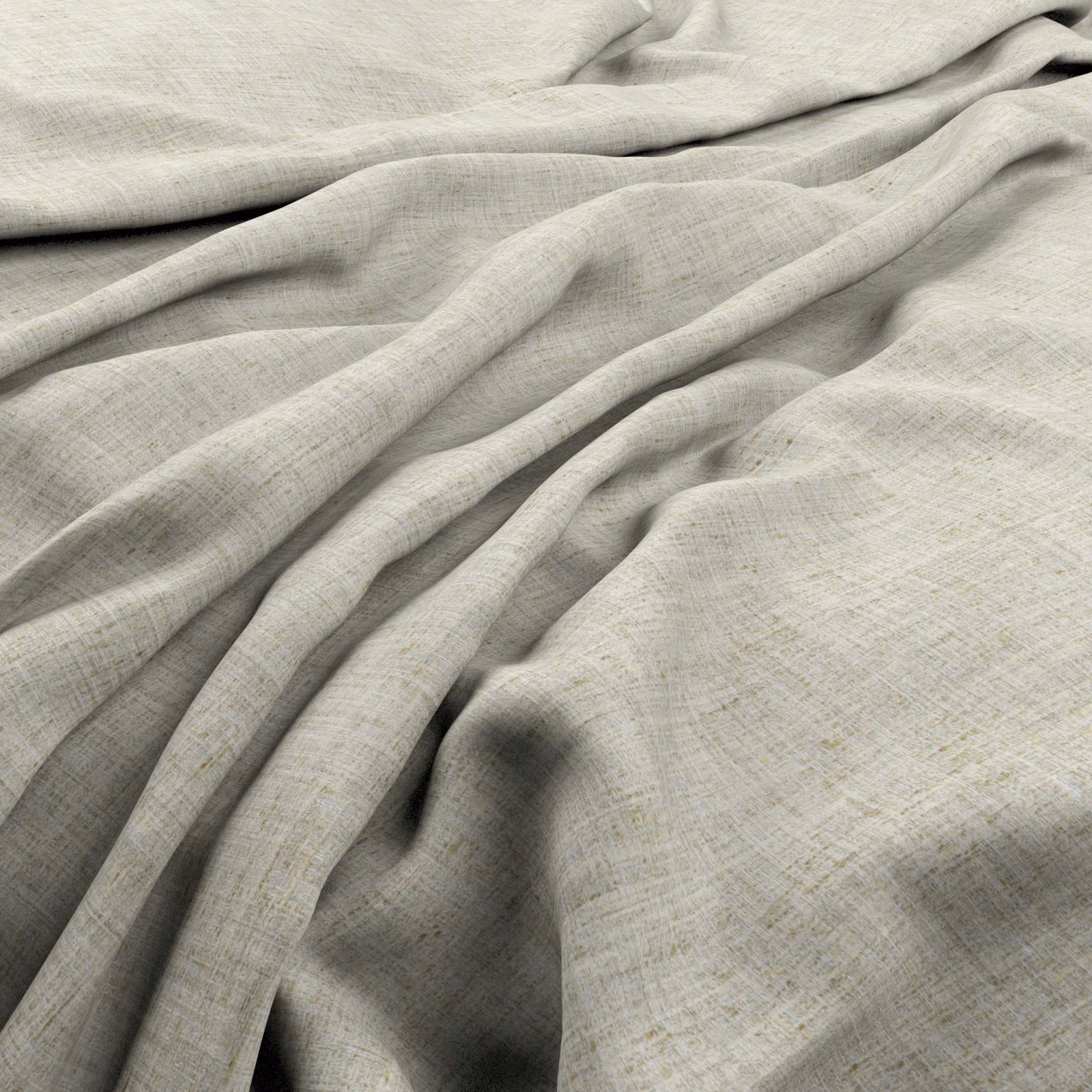 Pale greige taupe textile with fine crosshatch weave arranged in soft flowing folds