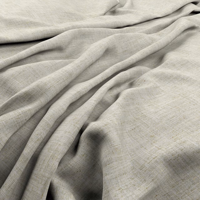 Pale greige taupe textile with fine crosshatch weave arranged in soft flowing folds