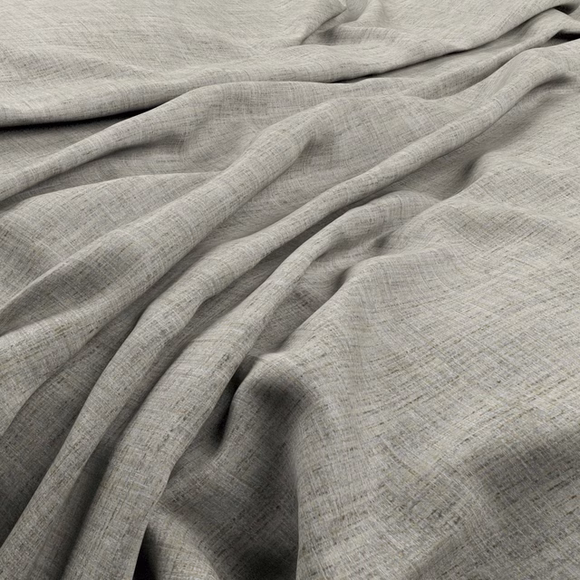 Pale warm-grey crosshatched fabric draped in soft, flowing folds