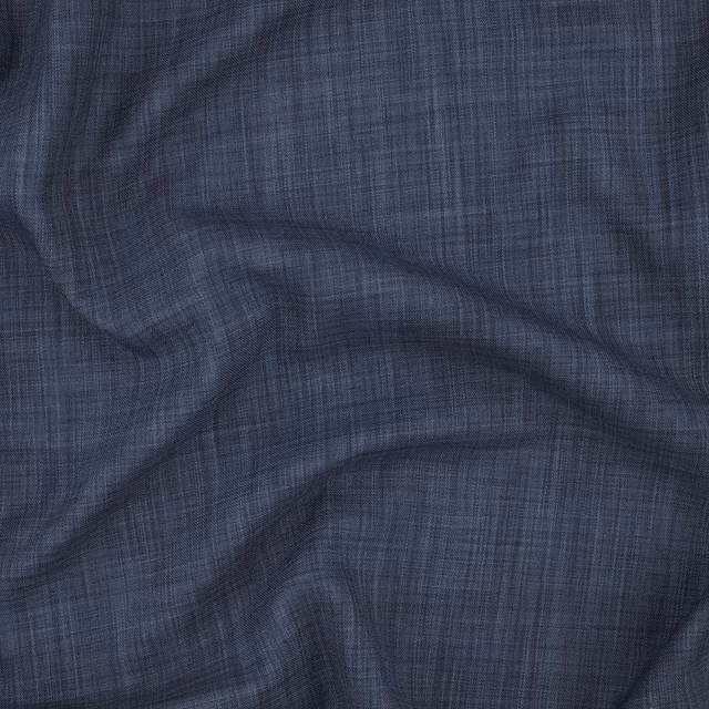 Deep navy fabric with fine crosshatch weave gathered into soft fluid folds