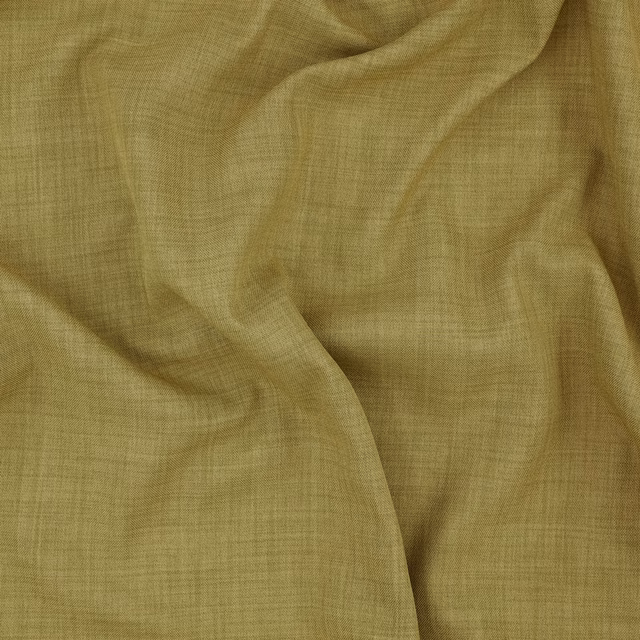 Muted wasabi olive fabric with a fine crosshatched weave gathered into soft folds