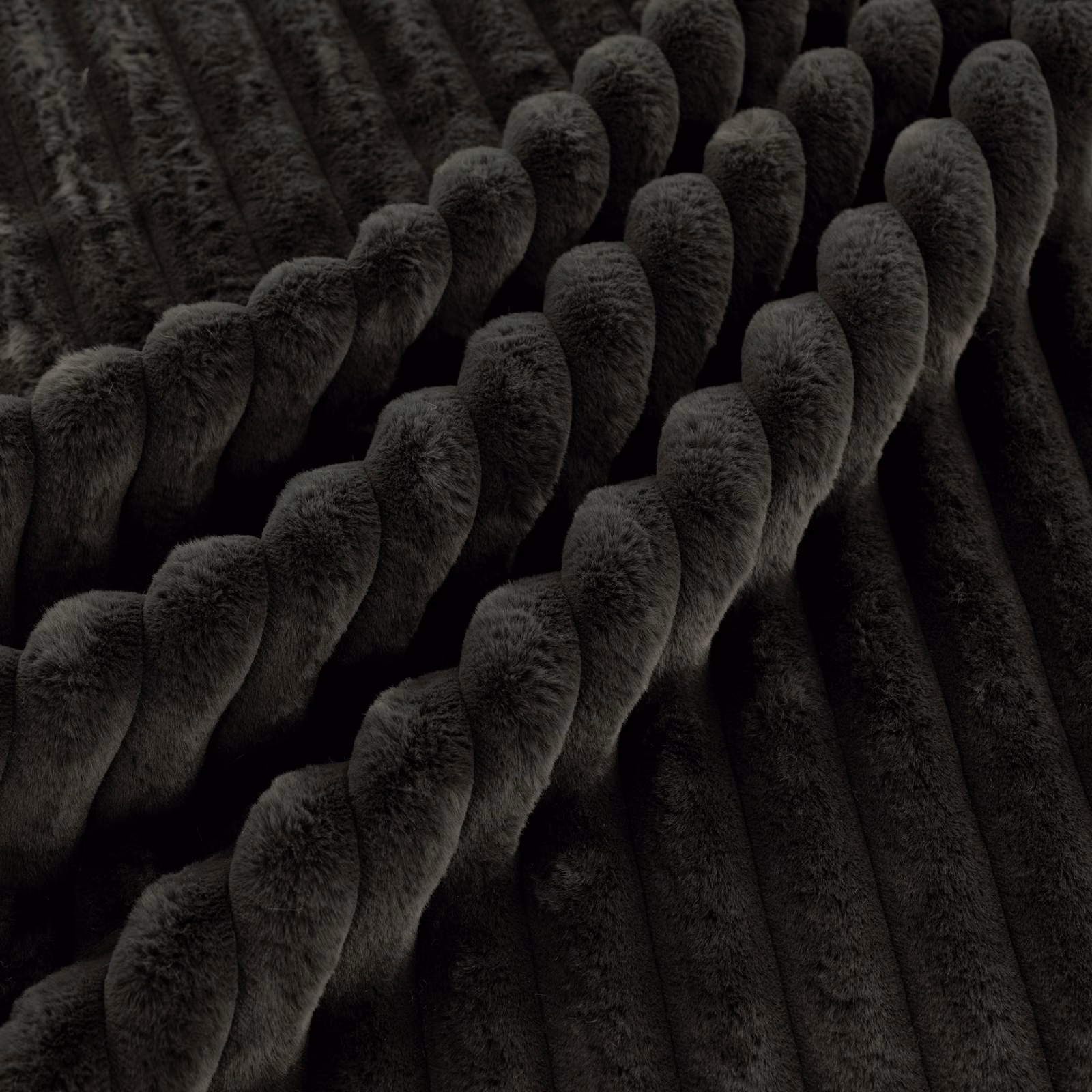 Deep charcoal Sumo Panther fabric with plush, twisted raised ribs