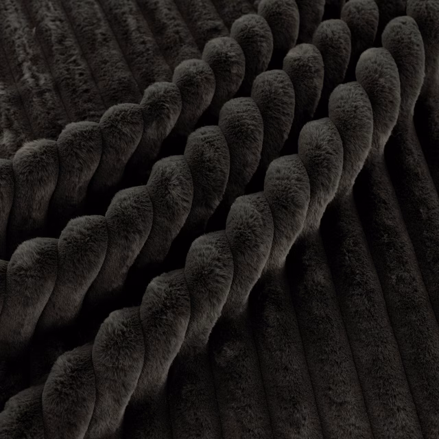 Deep charcoal Sumo Panther fabric with plush, twisted raised ribs