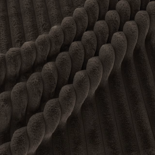 Deep sable-brown textile with plush diagonal cords over a dark ribbed ground