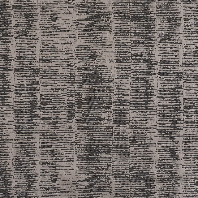 Mottled taupe-grey woven fabric with broken charcoal horizontal blocks and tactile texture