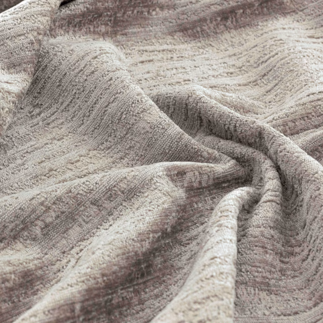 Smoky grey and cream textured fabric with irregular shadowed linear bands