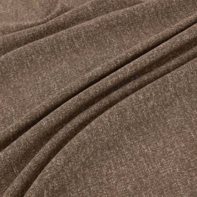 Deep taupe-brown textile with fine pebbled texture arranged in soft folds