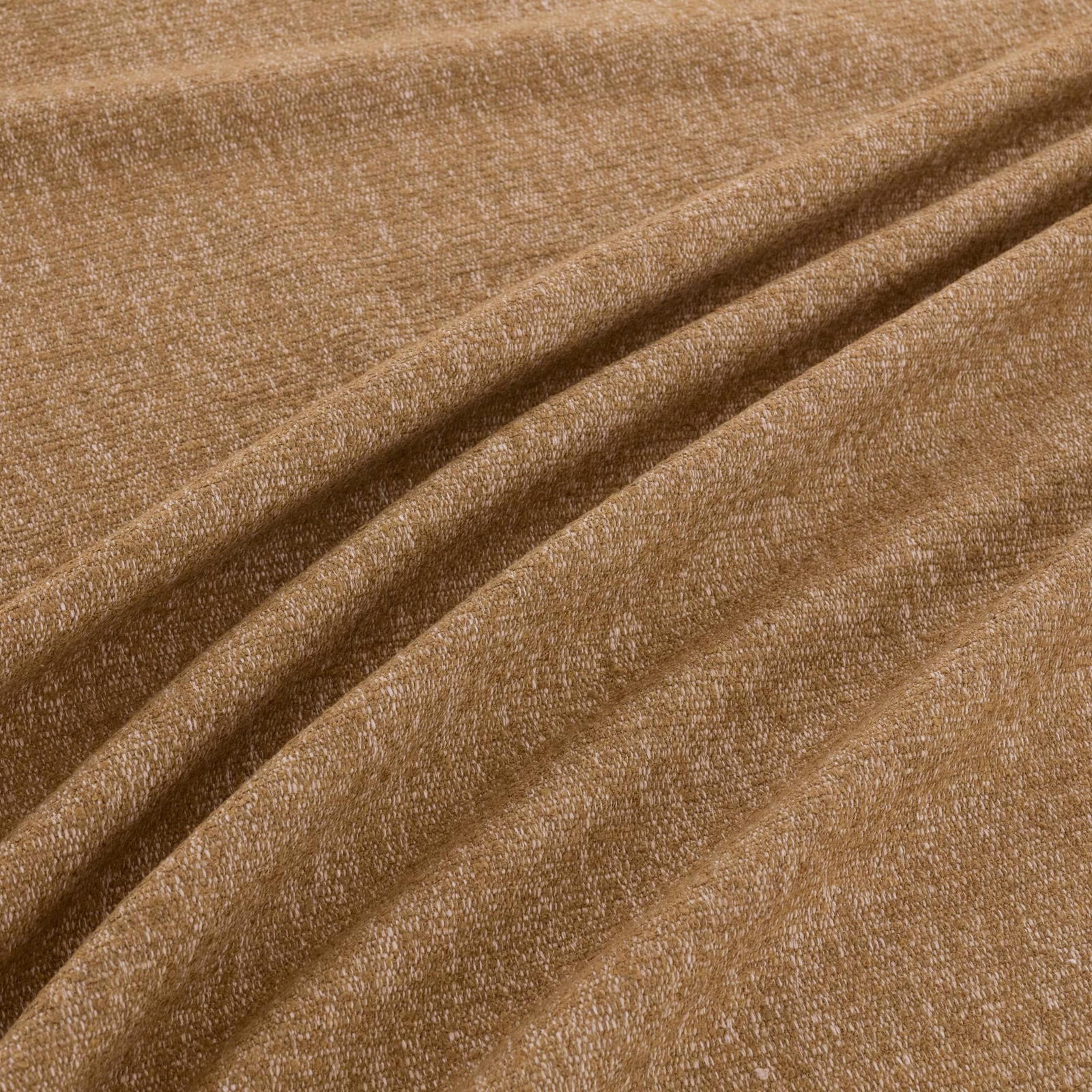 Warm wheat beige woven textile with fine tonal slub and softly folded ridges