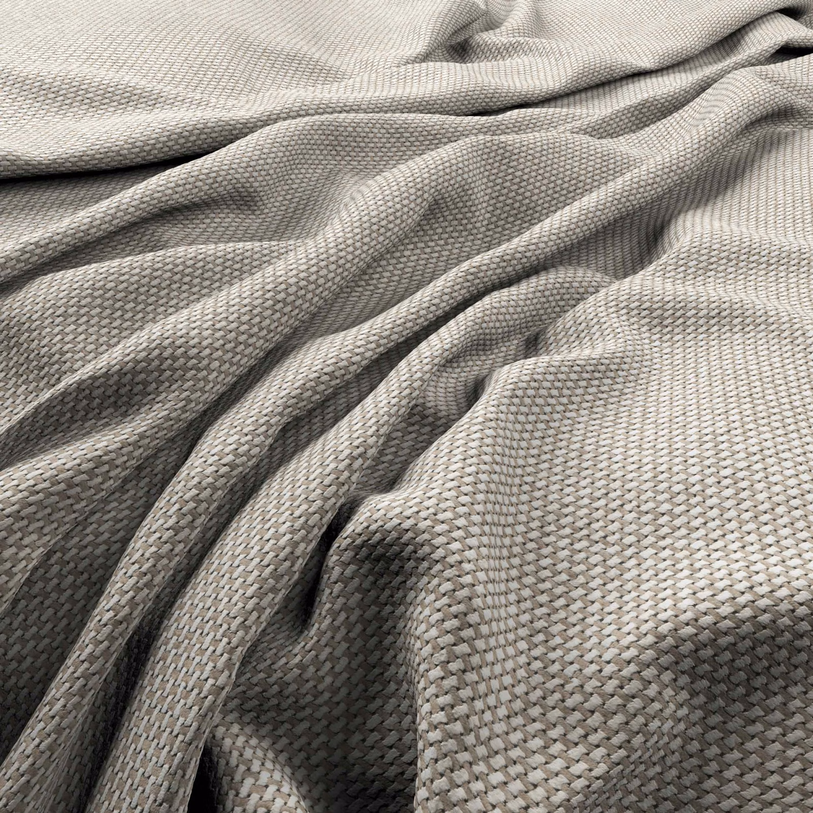 Pale greige Tuzzi textile with tiny interlaced weave folded into soft ridges
