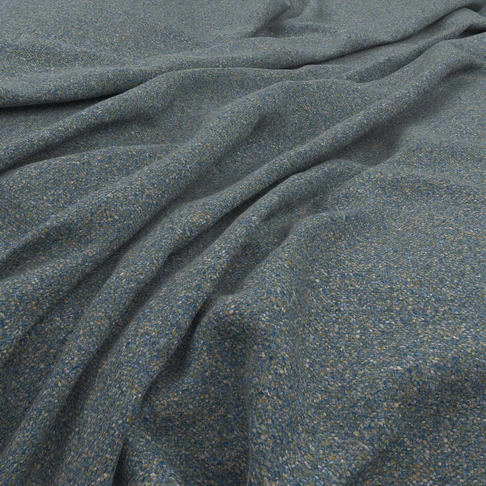 Blue-grey tweed with warm flecks and softly folded textured surface