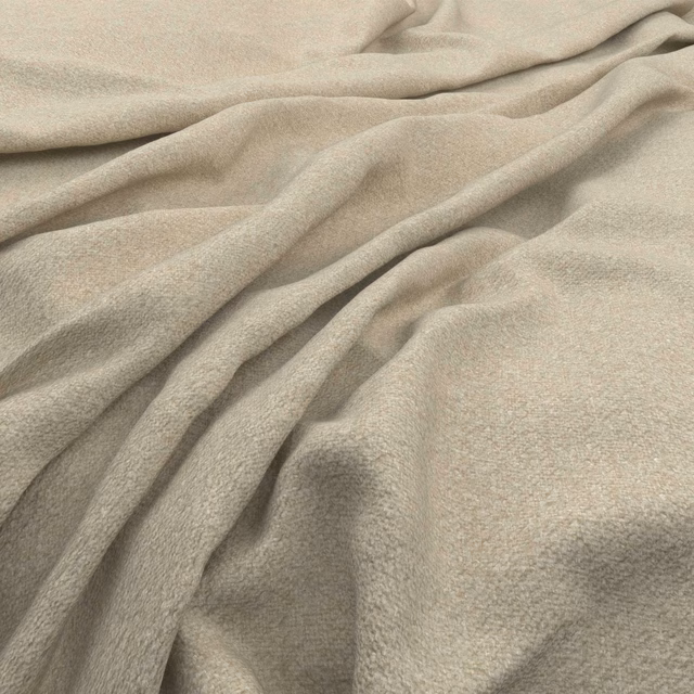 Warm pale greige Tweed Fleece showing a fine mottled weave and soft folds