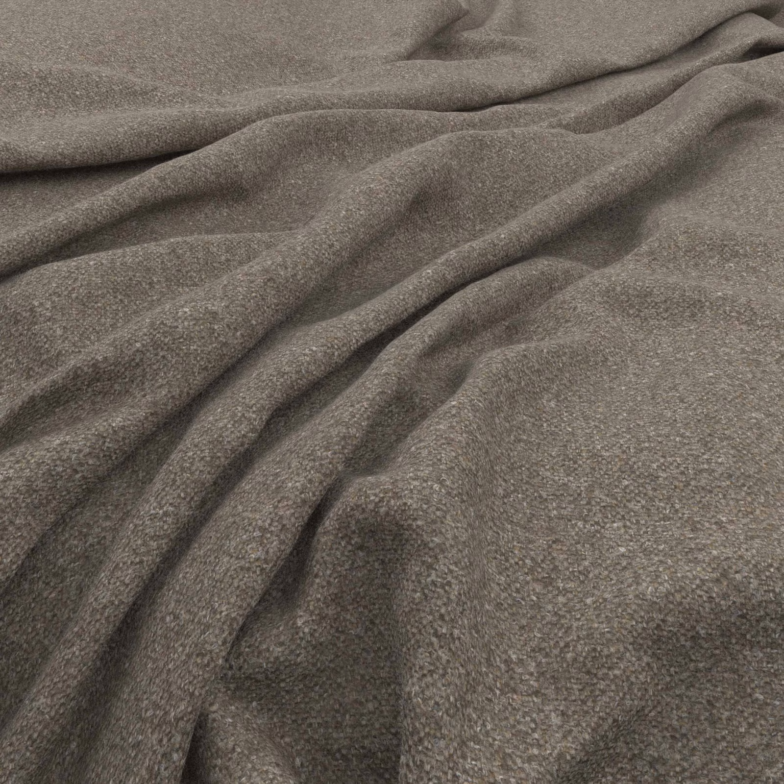 Warm taupe-brown tweed weave with a softly napped, folded surface