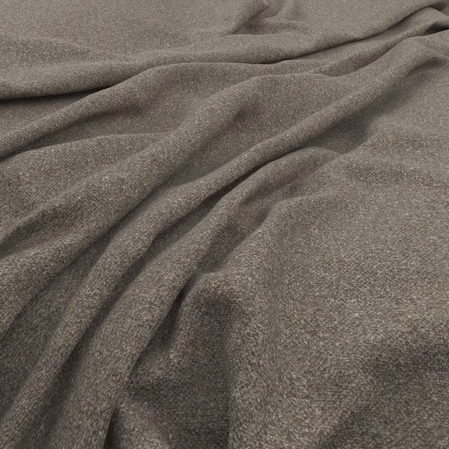 Warm taupe-brown tweed weave with a softly napped, folded surface