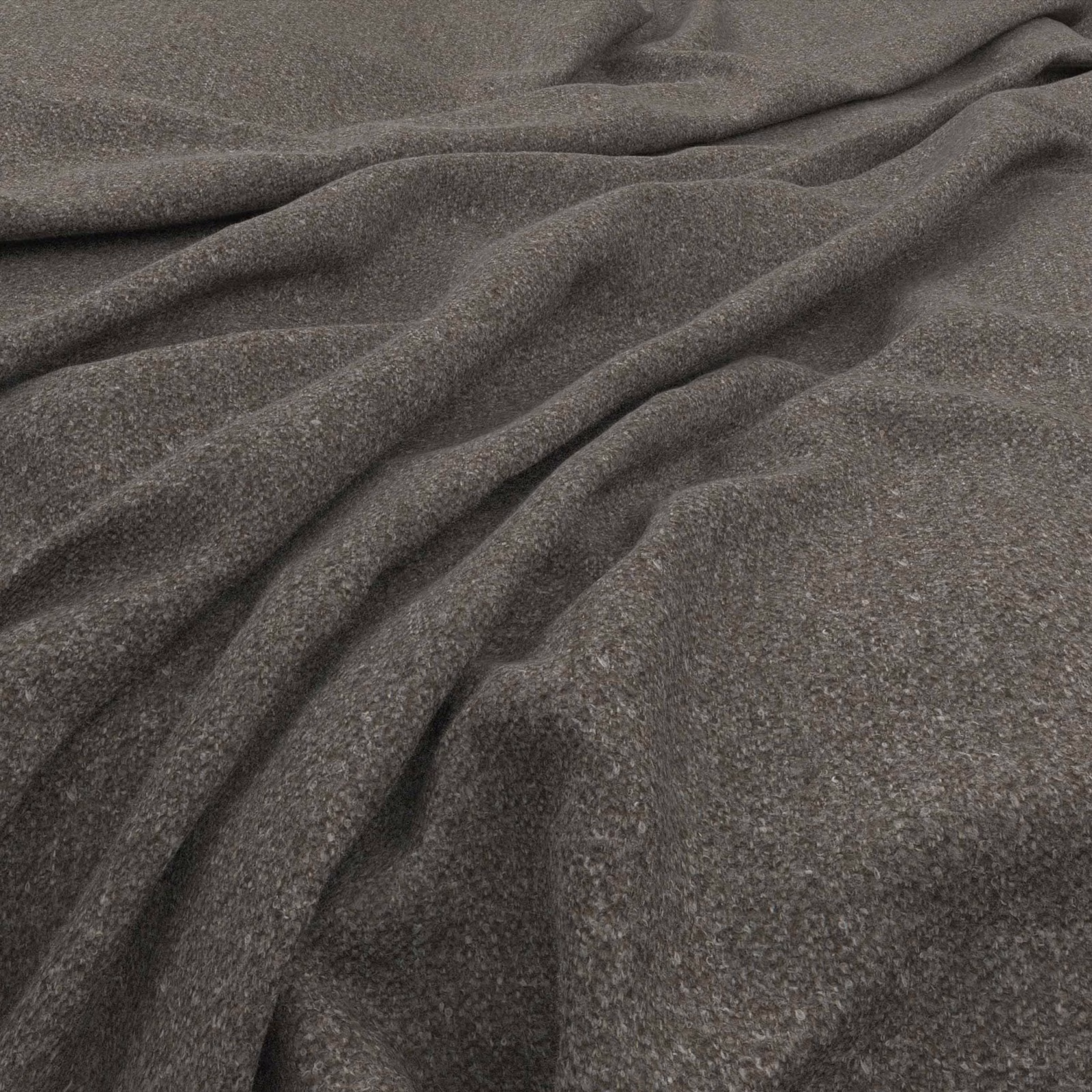 Dark charcoal-grey Tweed Pepper fabric with warm flecks and soft folds