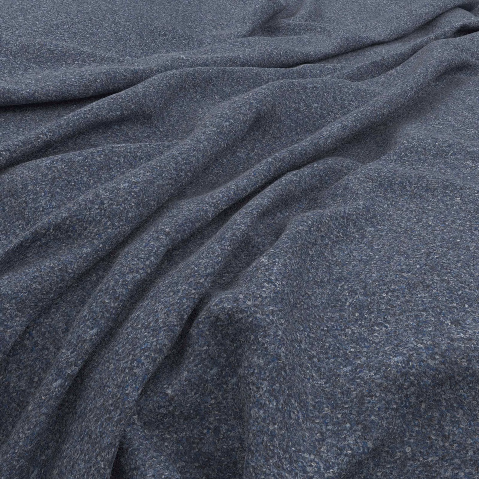 Charcoal blue-grey tweed with fine flecks and softly folded tactile texture