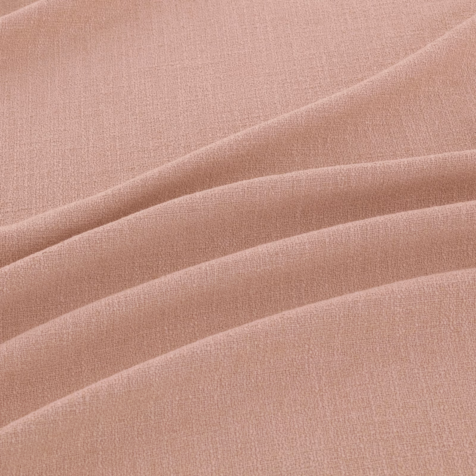Dusty blush-pink fine weave falling in broad, softly layered folds