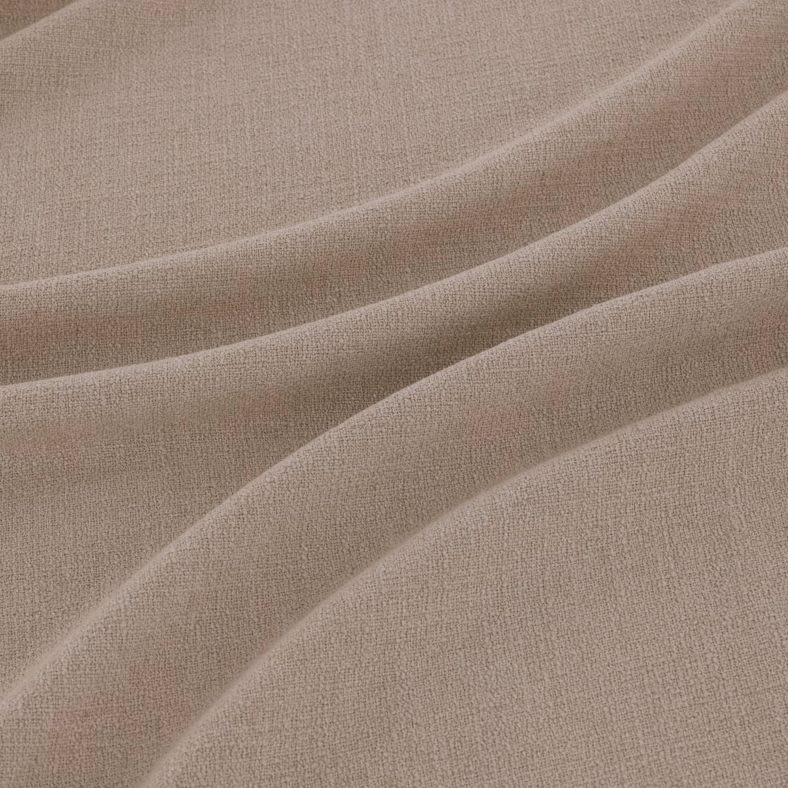 Warm taupe fine weave falling in softly curved, fluid folds