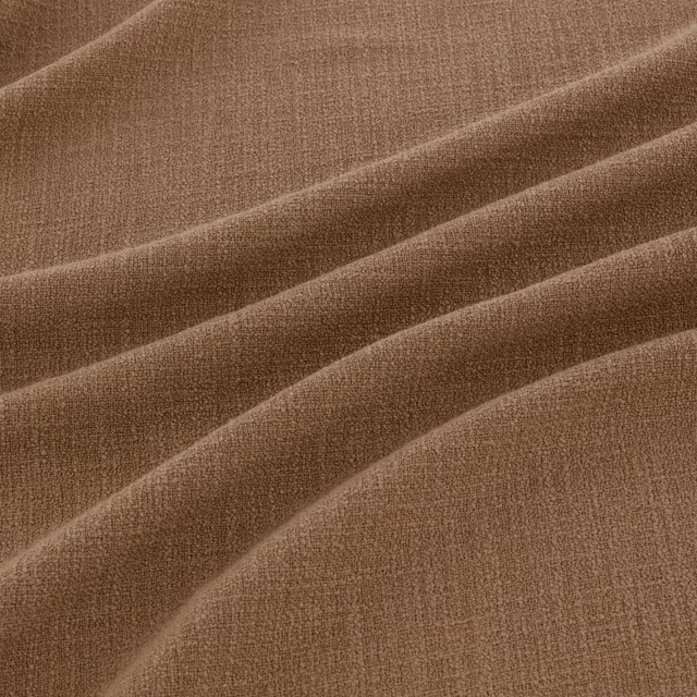 Warm fennel-brown woven textile with soft diagonal folds and fine surface texture
