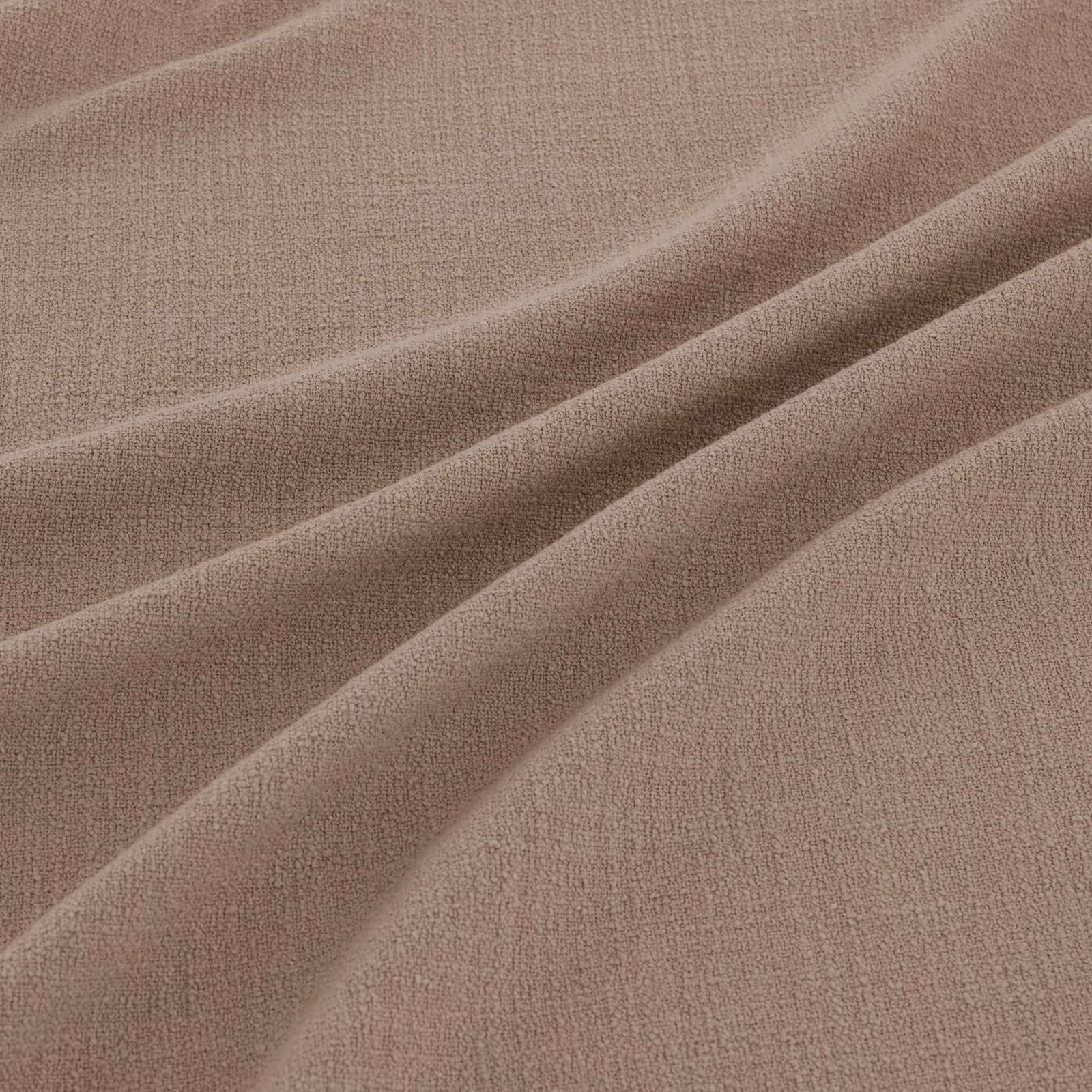 Warm taupe Limestone fabric showing a fine weave in softly layered folds