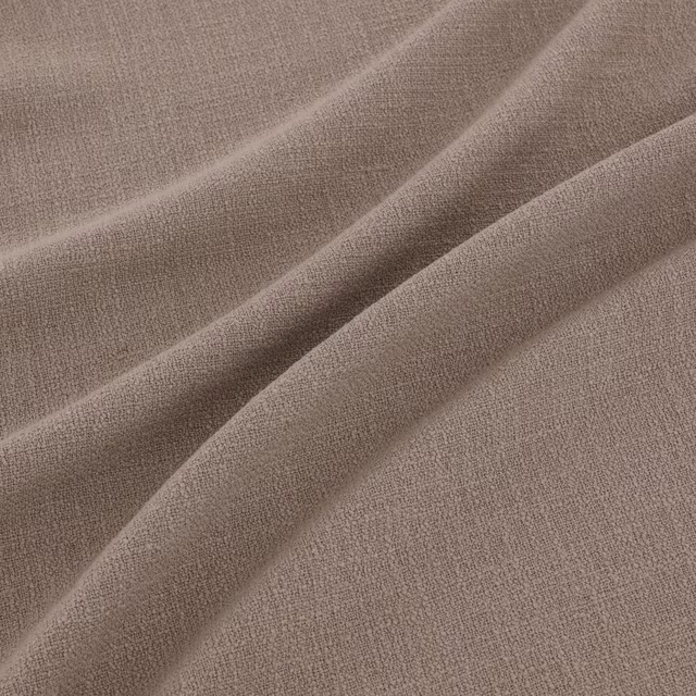 Muted taupe-grey woven fabric draped in soft folds with a fine pebbled texture