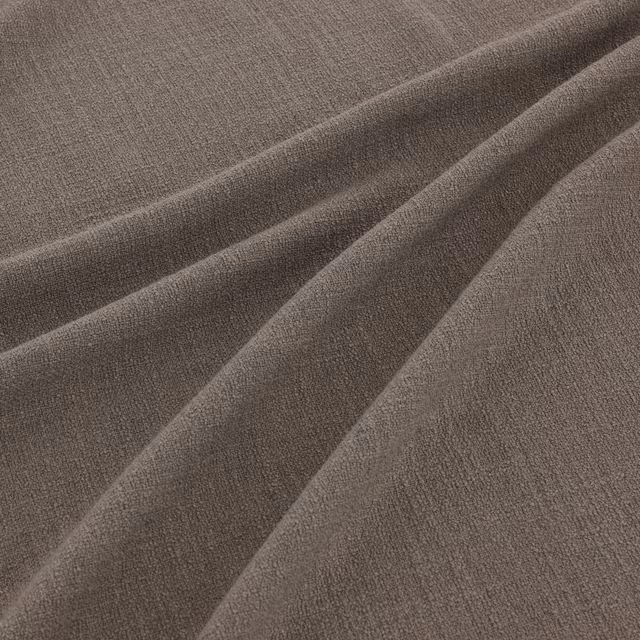 Smoky taupe-grey woven fabric with fine grain and softly shaded folds