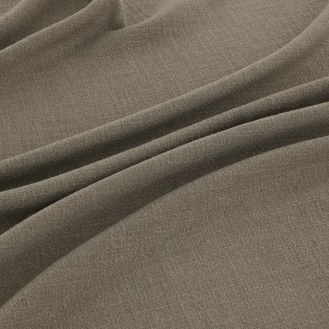 Muted wasabi olive-grey woven fabric shown in broad, softly shadowed folds