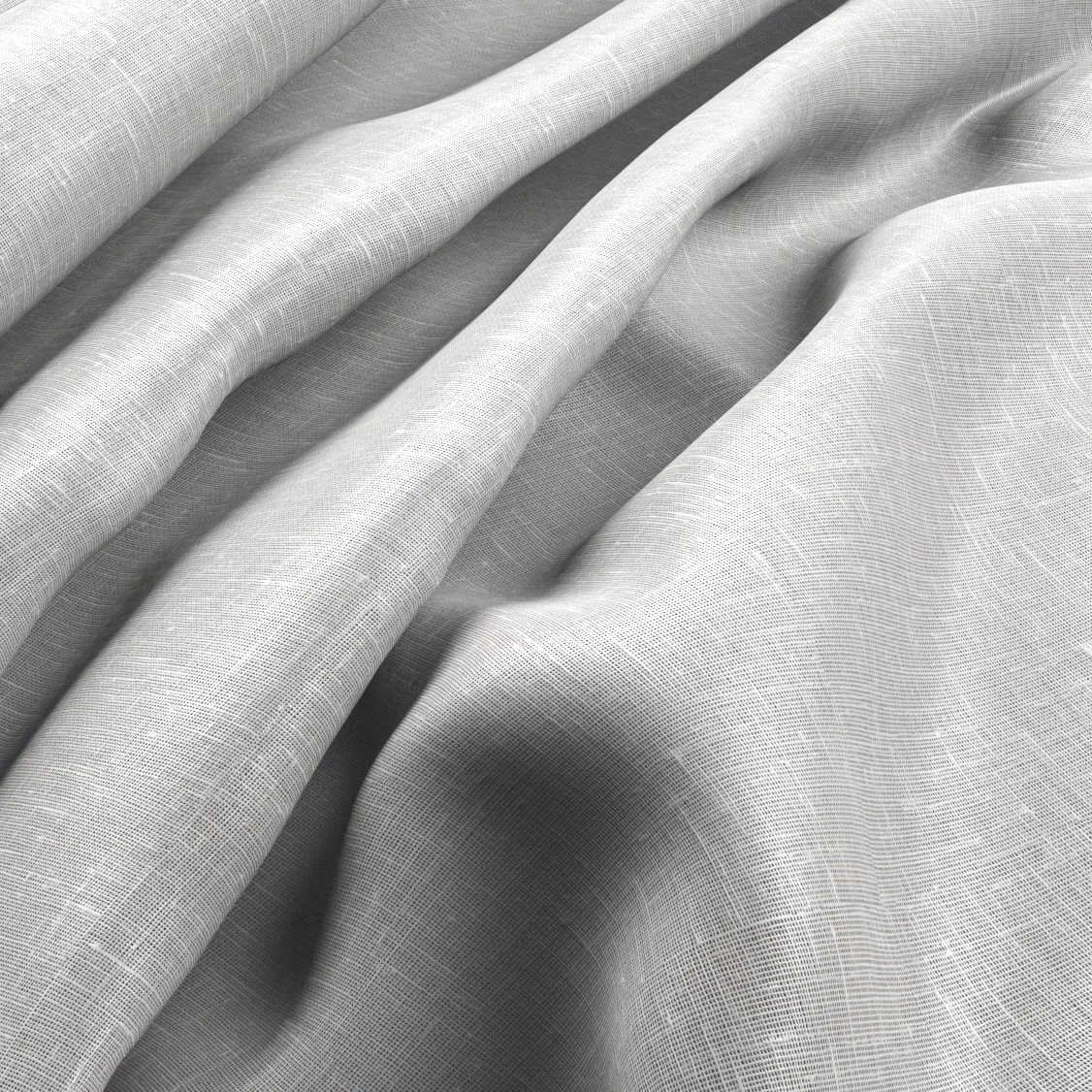 Pale silver-grey fabric with fine crosshatch weave gathered into soft folds
