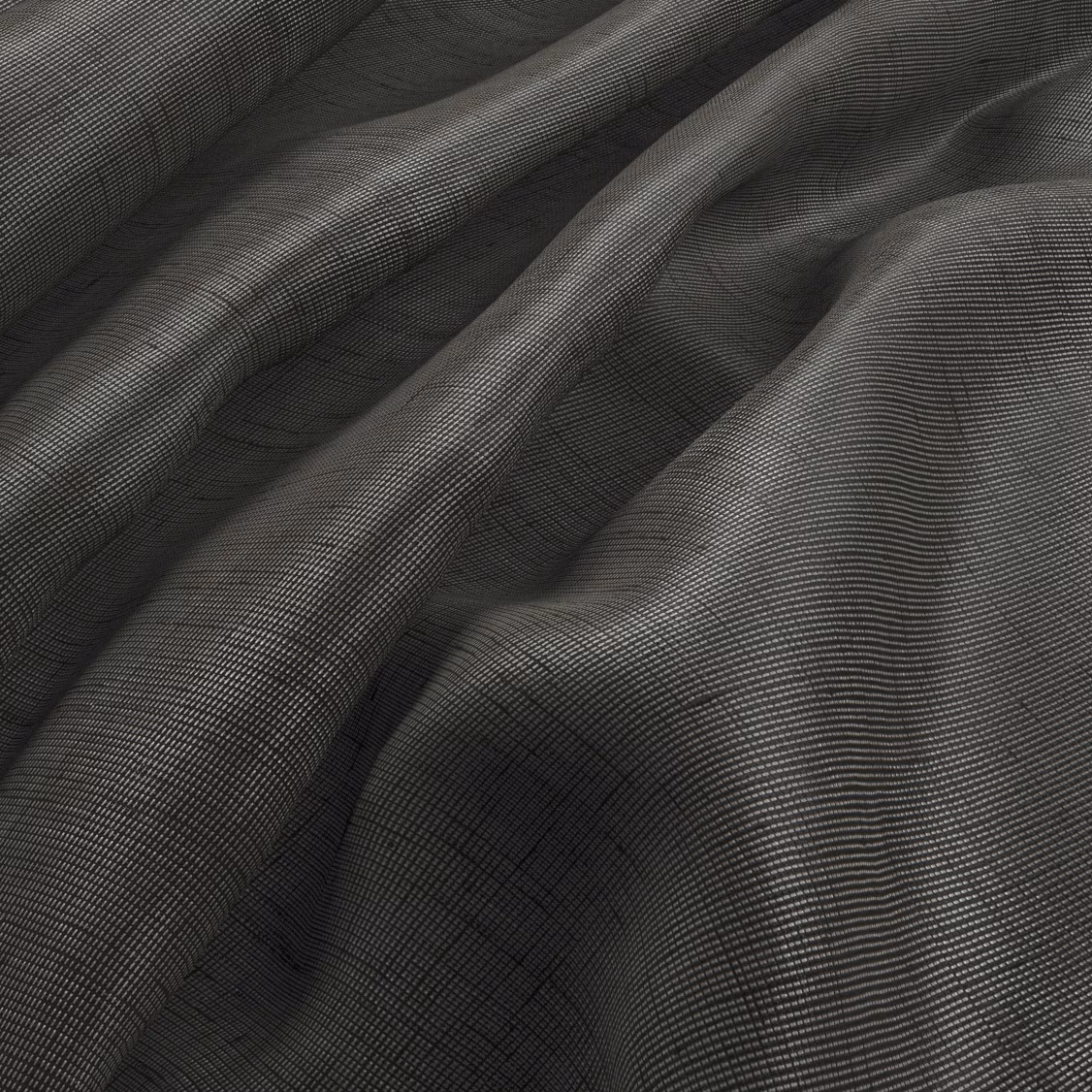 Charcoal-grey Valencia fabric with a fine woven texture falling into soft sculptural folds