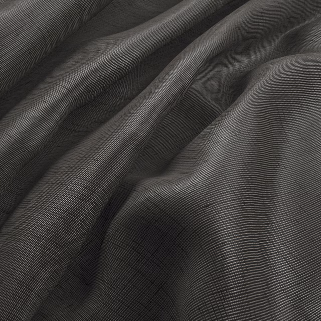 Charcoal-grey Valencia fabric with a fine woven texture falling into soft sculptural folds